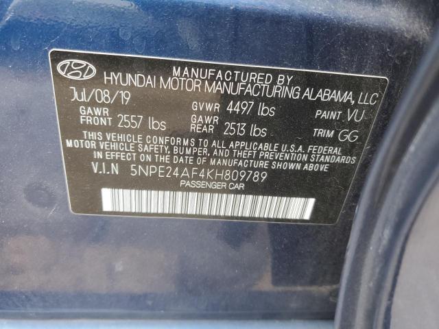 5NPE24AF4KH809789 - 2019 HYUNDAI SONATA SE BLUE photo 13