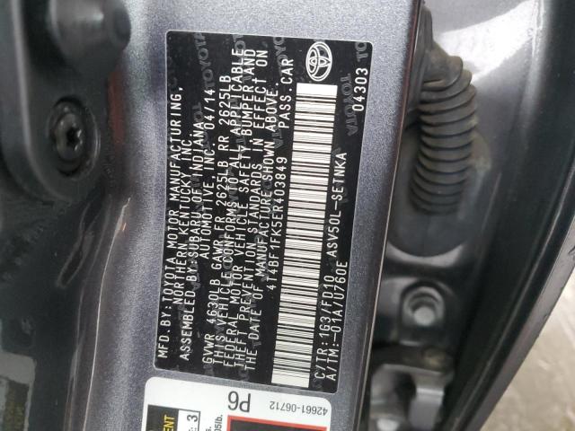 4T4BF1FK5ER403849 - 2014 TOYOTA CAMRY L GRAY photo 12