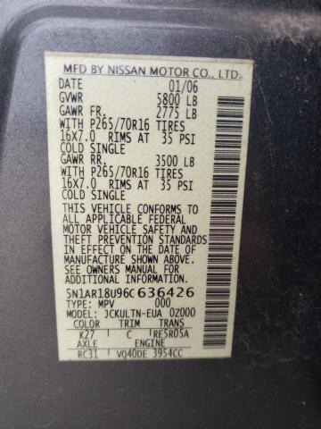5N1AR18U96C636426 - 2006 NISSAN PATHFINDER LE ნაცრისფერი ფოტო 14
