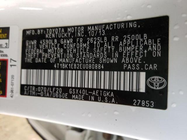 4T1BK1EB2EU080884 - 2014 TOYOTA AVALON BASE WHITE photo 10