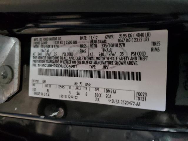 1FMCU9H9XDUC04081 - 2013 FORD ESCAPE SEL BLACK photo 12