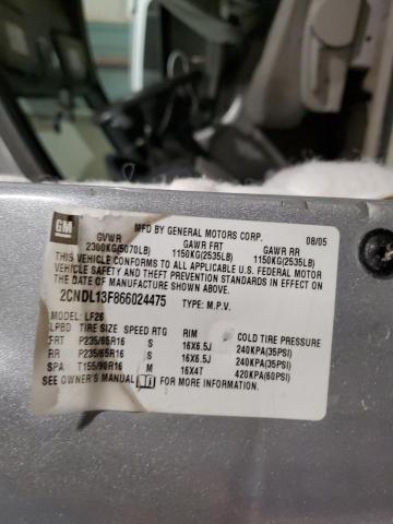 2CNDL13F866024475 - 2006 CHEVROLET EQUINOX LS SILVER photo 13