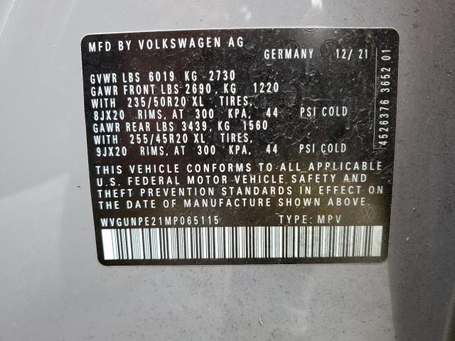WVGUNPE21MP065115 - 2021 VOLKSWAGEN ID.4 PRO S ნაცრისფერი ფოტო 12
