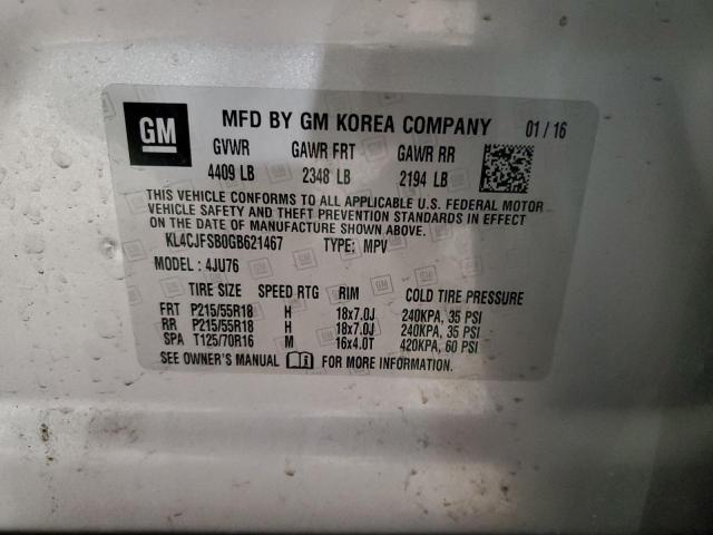 KL4CJFSB0GB621467 - 2016 BUICK ENCORE CONVENIENCE Gümüş foto 12