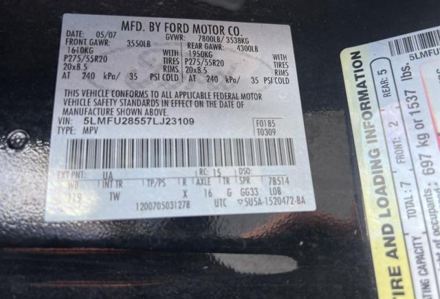 5LMFU28557LJ23109 - 2007 LINCOLN NAVIGATOR შავი ფოტო 10