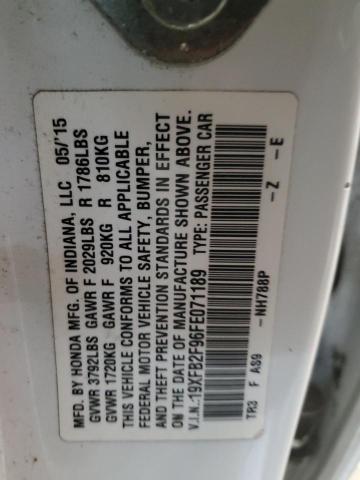 19XFB2F96FE071189 - 2015 HONDA CIVIC EXL WHITE photo 12