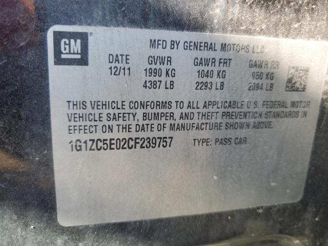 1G1ZC5E02CF239757 - 2012 CHEVROLET MALIBU 1LT 灰色 照片 12