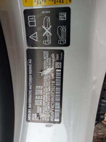 WBAFY4C58KBX39218 - 2019 BMW M850XI WHITE photo 12