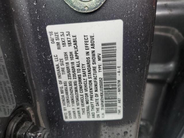 7FARW2H8XJE050052 - 2018 HONDA CR-V EXL GRAY photo 12