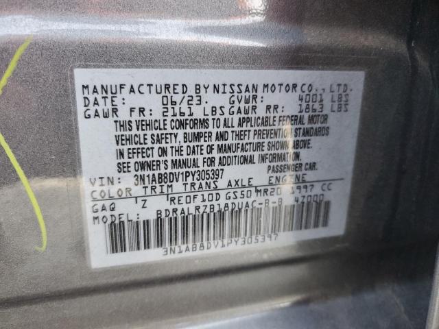 3N1AB8DV1PY305397 - 2023 NISSAN SENTRA SR GRAY photo 12