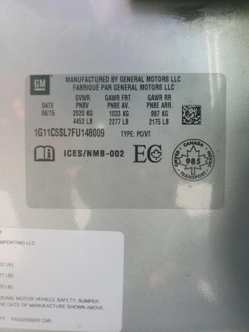 1G11C5SL7FU148009 - 2015 CHEVROLET MALIBU 1LT ვერცხლისფერი ფოტო 12