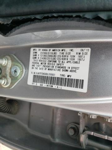 5J6TF2H5XDL006801 - 2013 HONDA CROSSTOUR EXL ვერცხლისფერი ფოტო 12