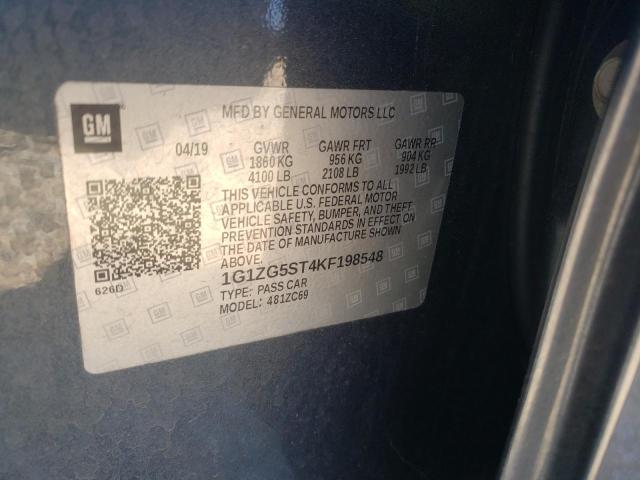 1G1ZG5ST4KF198548 - 2019 CHEVROLET MALIBU RS GRAY photo 13