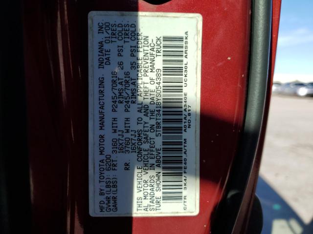 5TBRT3418YS054389 - 2000 TOYOTA TUNDRA ACCESS CAB RED photo 12