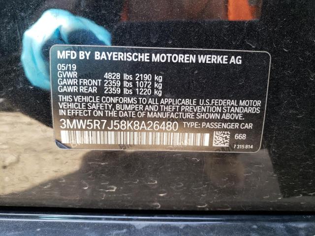 3MW5R7J58K8A26480 - 2019 BMW 330XI BLACK photo 12