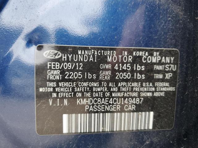 KMHDC8AE4CU149487 - 2012 HYUNDAI ELANTRA TO GLS BLUE photo 13