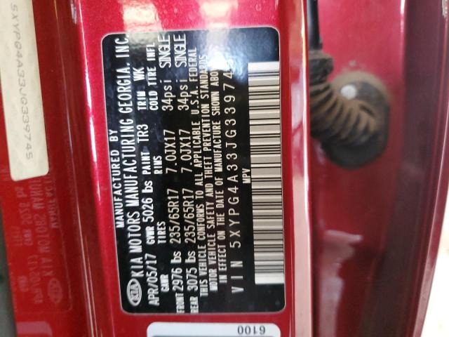 5XYPG4A33JG339745 - 2018 KIA SORENTO LX RED photo 12