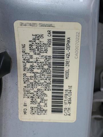 5YFBU4EE6DP096768 - 2013 TOYOTA COROLLA BASE SILVER photo 12