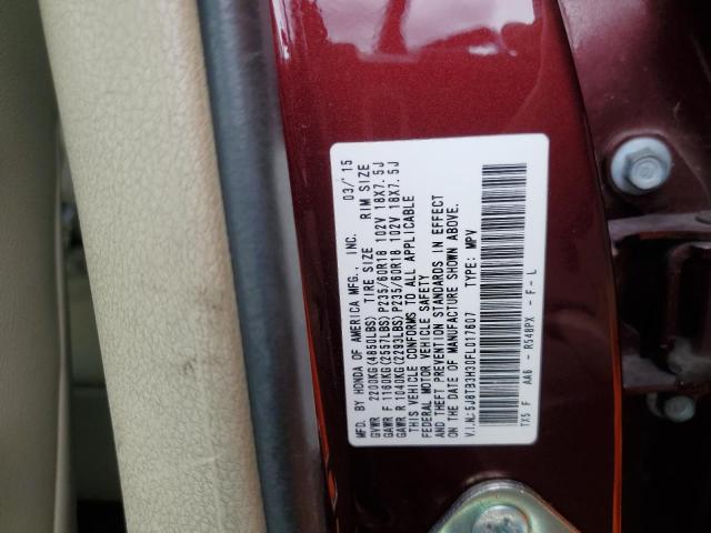 5J8TB3H30FL017607 - 2015 ACURA RDX BURGUNDY photo 13