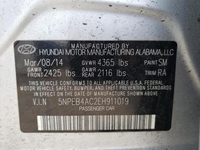 5NPEB4AC2EH911019 - 2014 HYUNDAI SONATA GLS SILVER photo 12