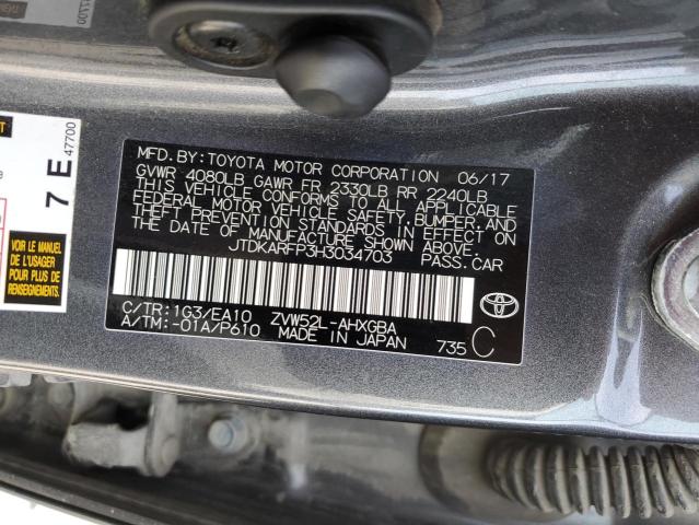 JTDKARFP3H3034703 - 2017 TOYOTA PRIUS PRIM GRAY photo 13