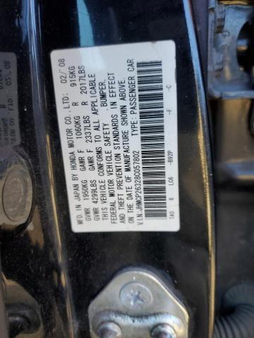 JHMCP26328C057802 - 2008 HONDA ACCORD LX BLACK photo 12