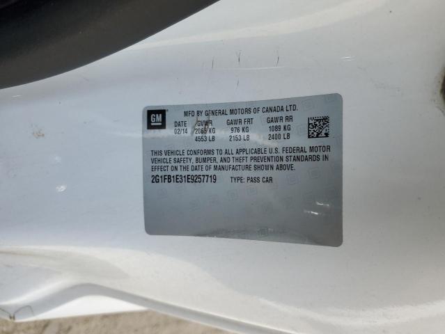 2G1FB1E31E9257719 - 2014 CHEVROLET CAMARO LT WHITE photo 12