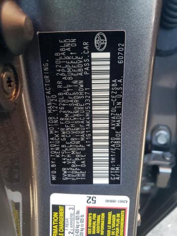 4T1G11AK4MU533271 - 2021 TOYOTA CAMRY SE GRAY photo 12