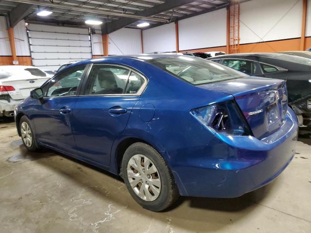 2HGFB2F45CH024998 - 2012 HONDA CIVIC LX BLUE photo 2