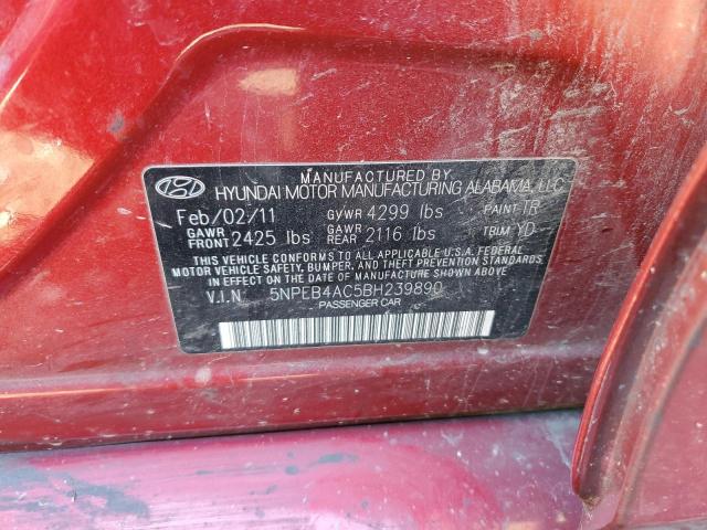 5NPEB4AC5BH239890 - 2011 HYUNDAI SONATA GLS RED photo 12