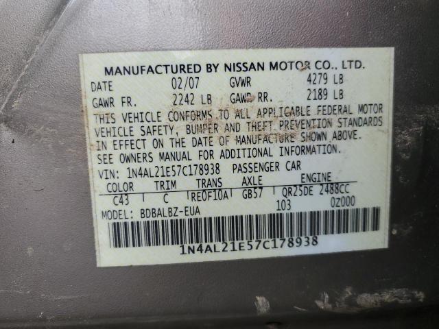 1N4AL21E57C178938 - 2007 NISSAN ALTIMA 2.5 BEIGE photo 12