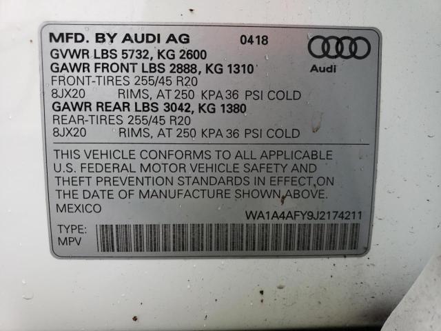 WA1A4AFY9J2174211 - 2018 AUDI SQ5 PREMIUM PLUS WHITE photo 12