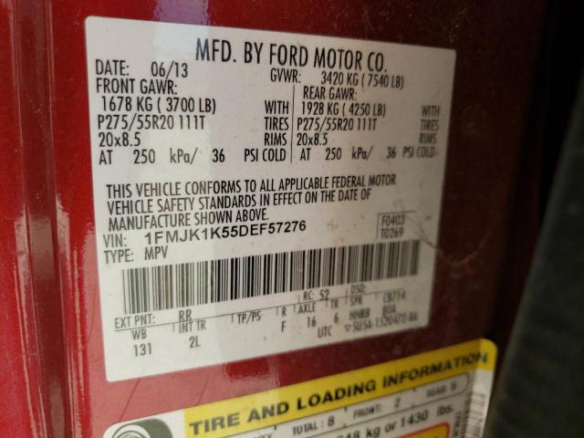 1FMJK1K55DEF57276 - 2013 FORD EXPEDITION EL LIMITED RED photo 14