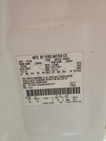 1FTRF12W26NA97677 - 2006 FORD F150 WHITE photo 12