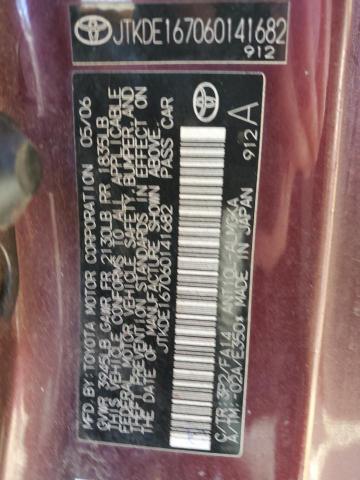 JTKDE167060141682 - 2006 TOYOTA SCION TC BURGUNDY photo 12