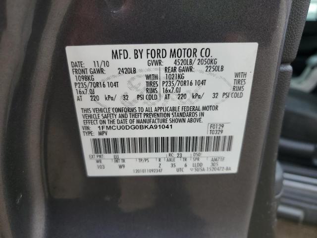 1FMCU0DG0BKA91041 - 2011 FORD ESCAPE XLT CHARCOAL photo 12