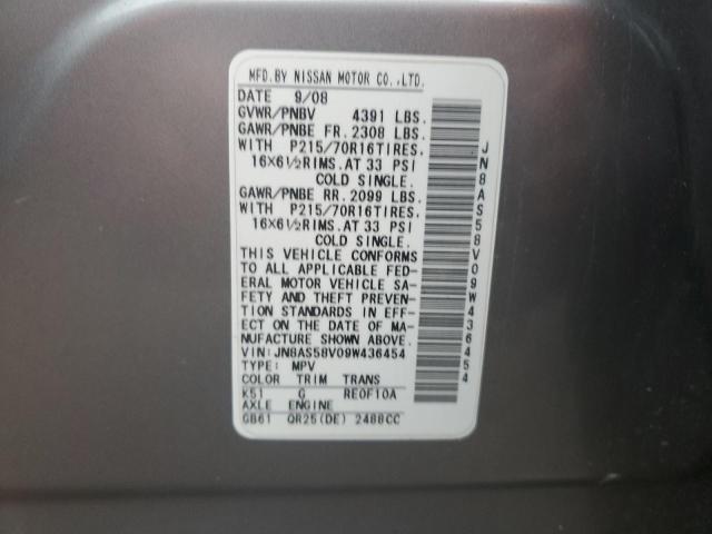 JN8AS58V09W436454 - 2009 NISSAN ROGUE S GRAY photo 13