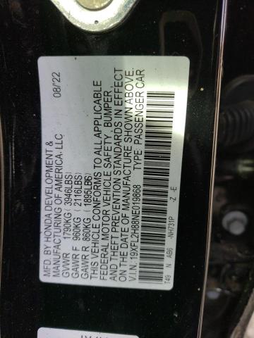 19XFL2H88NE019868 - 2022 HONDA CIVIC SPORT 黑色 照片 12