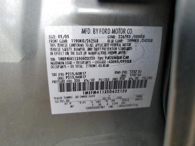 1MEFM41135G622120 - 2005 MERCURY MONTEGO LUXURY GRAY photo 12