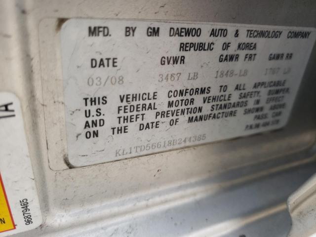 KL1TD56618B244385 - 2008 CHEVROLET AVEO BASE Gümüş foto 12