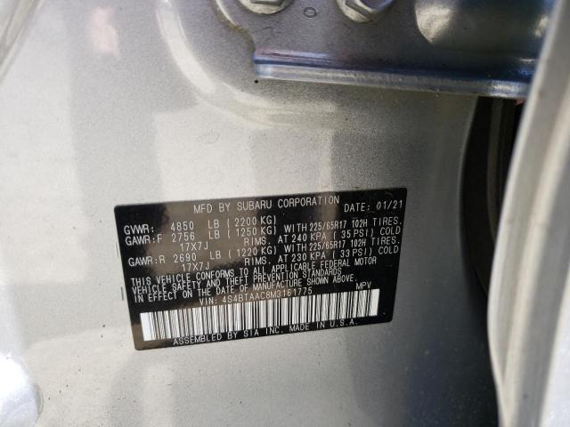 4S4BTAAC8M3161775 - 2021 SUBARU OUTBACK SILVER photo 12