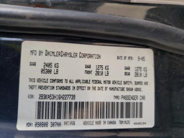 2B3KA53H16H227739 - 2006 DODGE CHARGER R/T BLACK photo 12