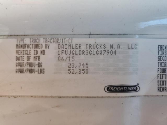 1FUJGLDR3GLGW7904 - 2016 FREIGHTLINER CASCADIA 1 WHITE photo 10