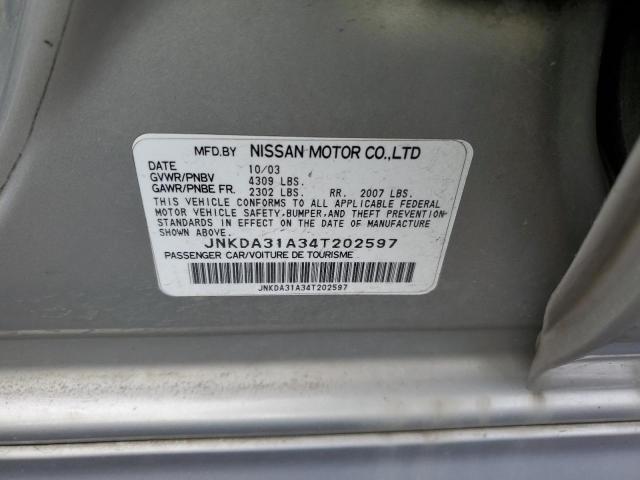 JNKDA31A34T202597 - 2004 INFINITI I35 SILVER photo 12