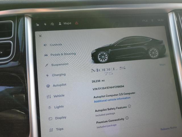 5YJSA1E14HF218694 - 2017 TESLA MODEL S BLACK photo 9