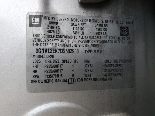 3GNAL2EK7DS582900 - 2013 CHEVROLET CAPTIVA LS 银色 照片 12