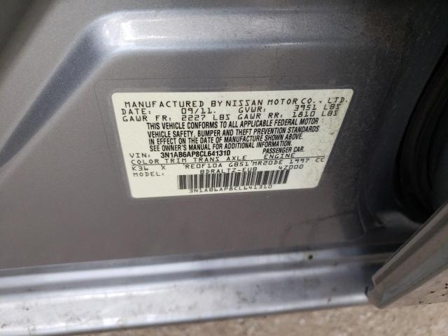 3N1AB6AP8CL641310 - 2012 NISSAN SENTRA 2.0 GRAY photo 12