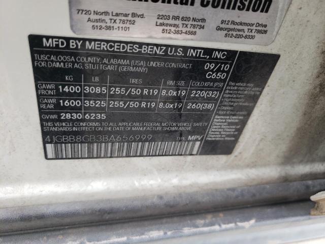 4JGBB8GB3BA656999 - 2011 MERCEDES-BENZ ML 350 4MATIC WHITE photo 13