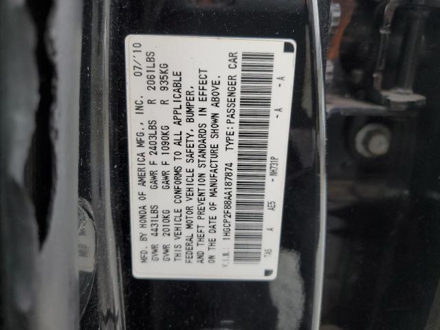 1HGCP2F88AA187874 - 2010 HONDA ACCORD EXL BLACK photo 12