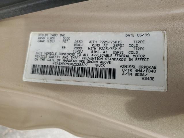 4TASN92N9XZ529827 - 1999 TOYOTA TACOMA XTRACAB PRERUNNER 金色 照片 12